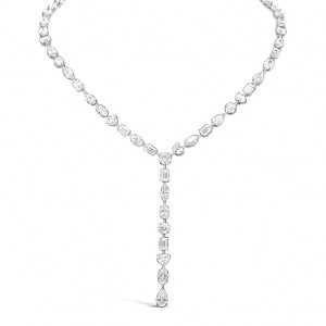 Platinum Fancy Shape Diamond Lariat Necklace